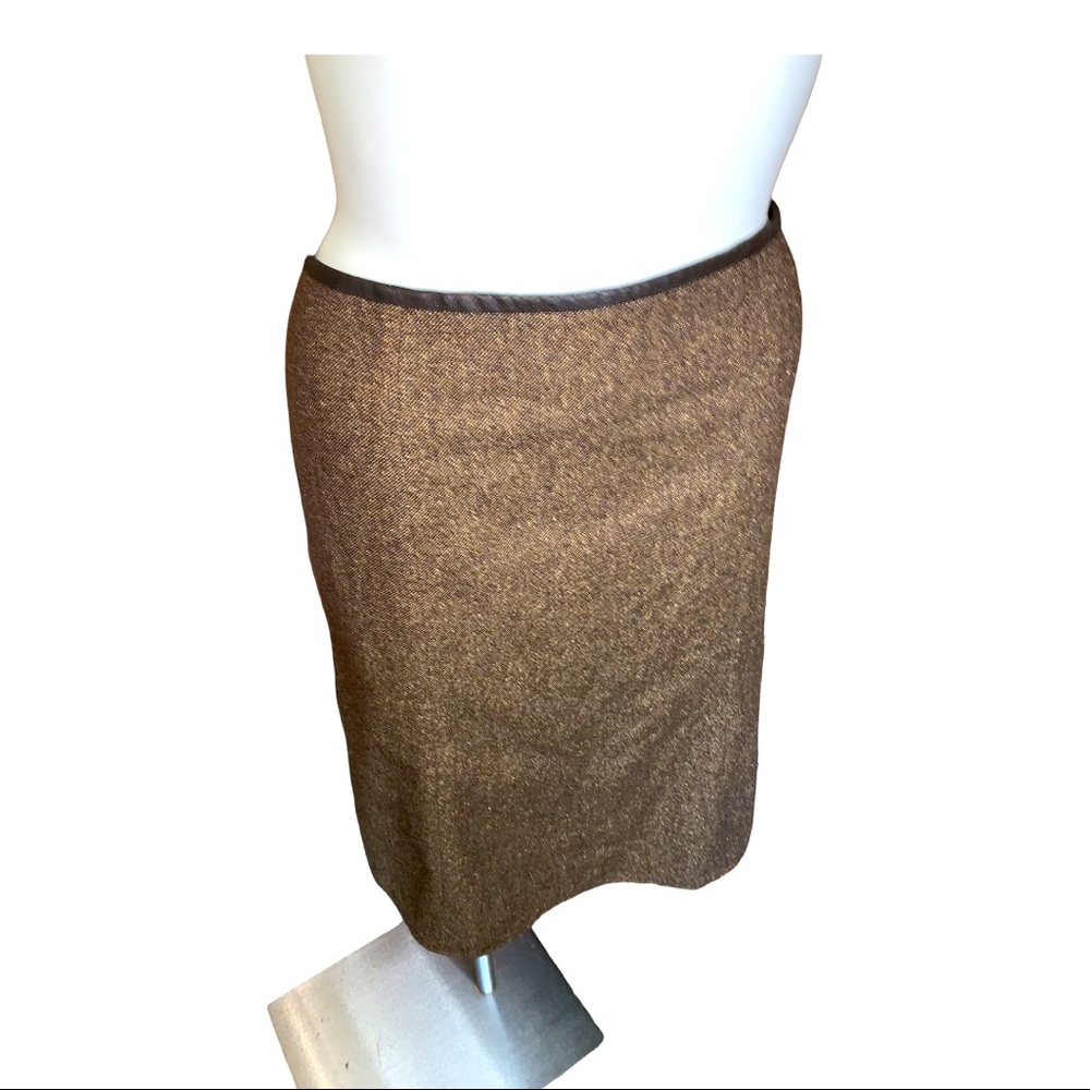 Tribal Brown Wool Blend Pencil Skirt Size 12 Lined Career Office Classic